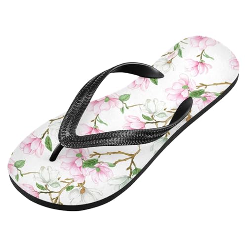 Magnolia Branch White Flip Flops for Beach Thong Sandals Anti-slip Lightweight Shower Shoes for Travel Summer Outdoor2