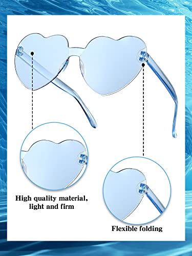 Geyoga 24 Pairs Heart Sunglasses Bulk Heart Shaped Sun Glasses Rimless Eyeglass for Women Men Party3
