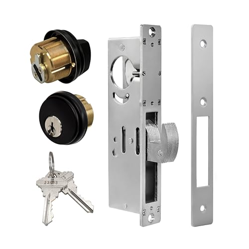 Storefront Door Lock Commercial Mortise Hook Bolt (Black 1-1/8 Backset Hook Bolt)