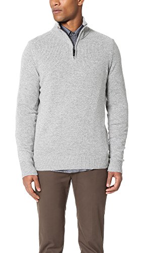 Ben Sherman Men's Half Zip Funnel Neck Sweater, Silver, Large