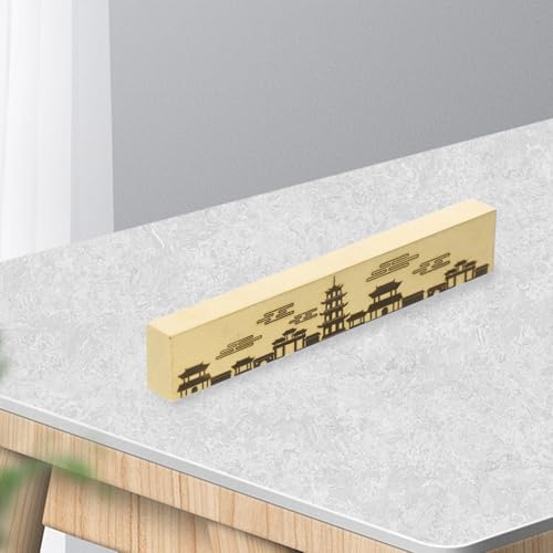 Pisapapeles de caligrafía de latón macizo esculpido con acabado artesanal dorado rectangular 5