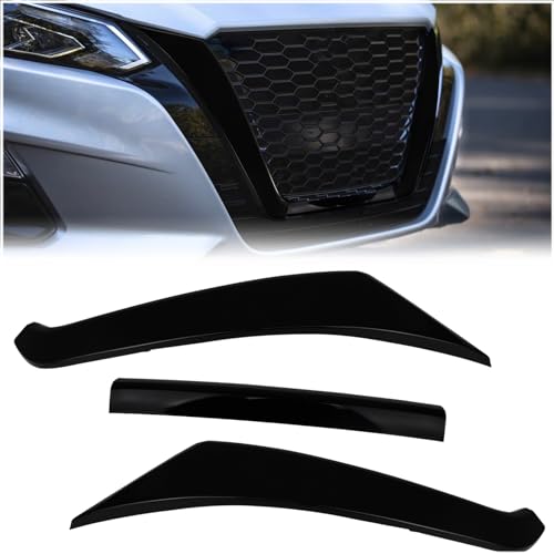 KEEGTBOX 3 PCS Front Grill Frame Cover Trim Compatible with Nissan Altima S SV SR SL and Platinum Sedan 2019 2020 2021 2022 Front Grille Trim Glossy Black Accessories (Glossy Black)