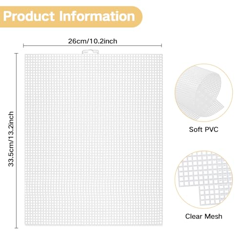 Image of 6 Pack 7CT DIY Handmade Plastic Canvas Sheets,Plastic Mesh Canvas Sheets,needlepoint canvas,Eye Mesh for Embroidery,Acrylic Yarn Crafting,DIY Handmade Knit and Crochet Projects(10.5 X 13.5 Inch,White)