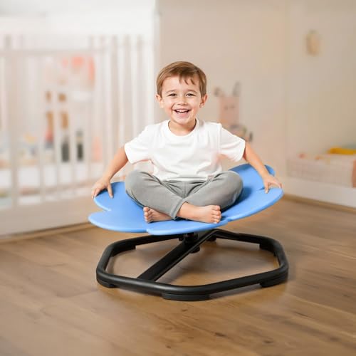 Image of VEVOR Kids Swivel Chair, 220 lbs Capacity, Flower Shape Sensory Spinning Chair, Autistic Kids Sensory Toy Seat with Non-Slip Metal Base, Toddler Sit & Spin Seat for Coordination Balance Focus, Blue