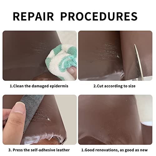 Lifeshoon Leather Repair Patch, 35X79 Inch Self Adhesive Leather Repair, Large Vinyl Patch Tape for Couches, Furniture, Car Seats, Cabinets, Wall, Handbags （Brown, 35X79 Inch） - Thumbnail 6