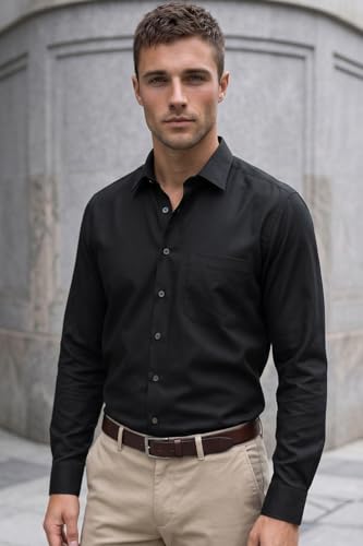 Image of Louis Philippe Men's Slim Fit Easy to Iron Everyday wear Premium Cotton Full Sleeve Solid Formal Shirt