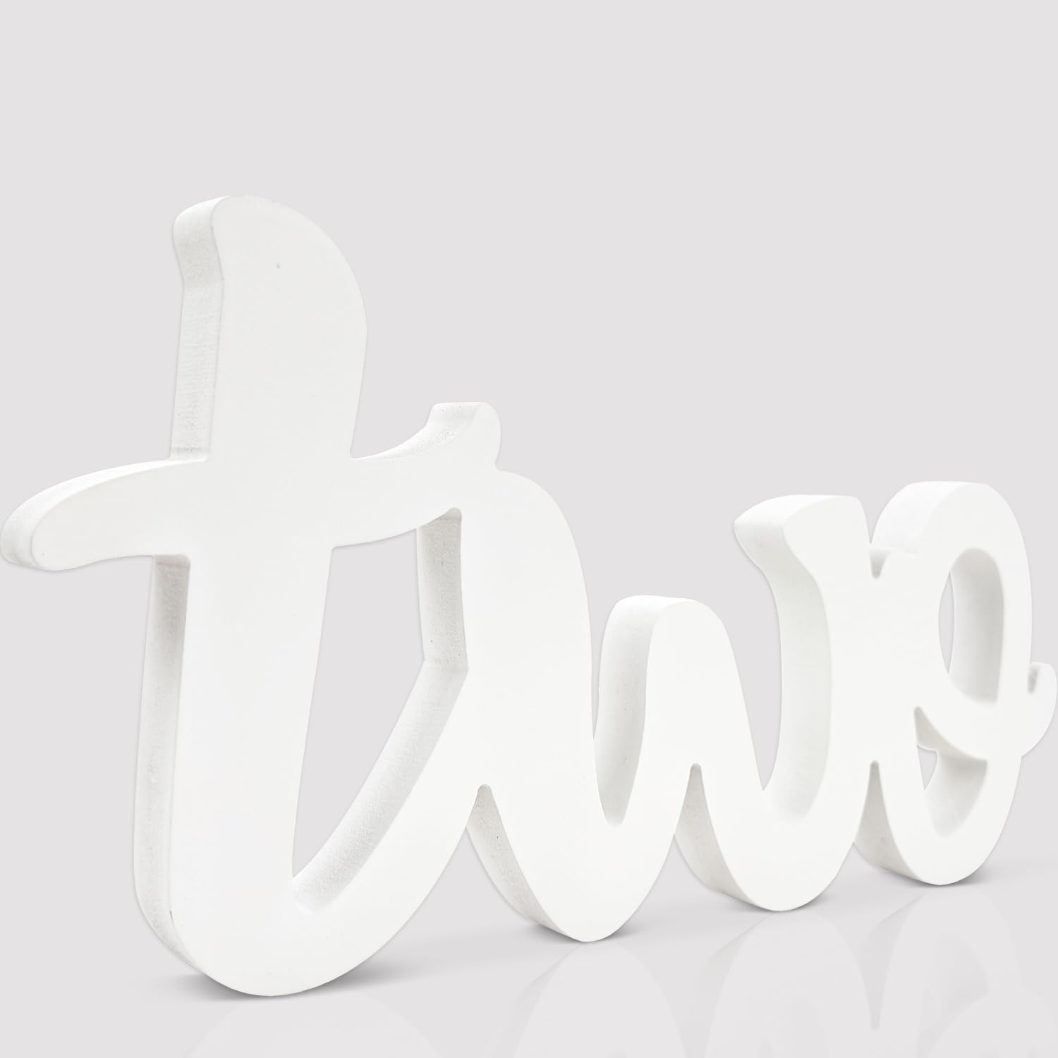 Photo 1 of 2nd Birthday Decorations Two Sign for Second Birth Day Table Centerpieces White Letter Wooden Photo Booth Props for 2 Year Old Birthday Party Decorations Supplies(6.2x12.6inch)