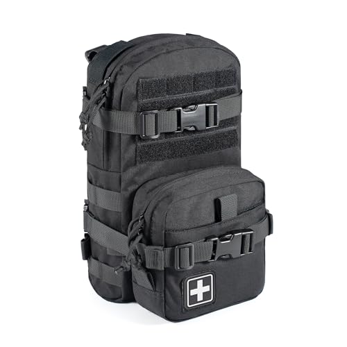 CLTAC Tactical Small MOLLE Hydration Pack Outdoor Water Bladder Carrier Pack for Vest Backpack (Black)