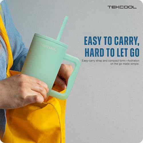 Image of Tumbler with lid and Straw 1200ML Cup Stainless Steel Hot and Cold with Handle and Lid 2 Straw Vacuum Insulated Tumbler for Water, Iced Tea or Coffee Office Gym Travelling