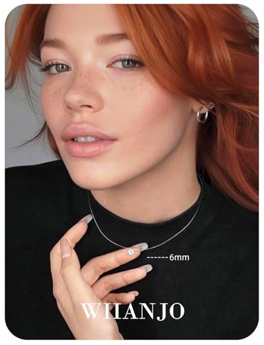 Teardrop 925 Silver CZ Floating Pendant Necklace 16 Inch Invisible Chain, Diamond Like Sparkle, Jewelry Gifts for Women Anniversary Birthday2