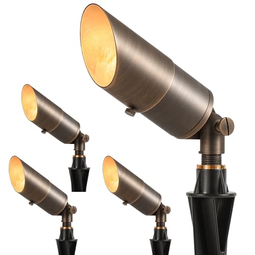 LUTEC Solid Brass Low Voltage Landscape Lighting, 12V Heavy Duty Waterproof Landscape Spotlights...