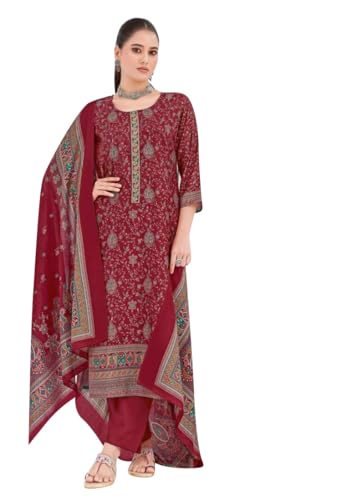 Costume Salwar Kameez en modal et soie avec pantalon Kurta et dupatta imprimé