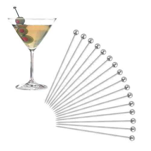 Pics à Cocktail en Acier Inoxydable Pics à Cocktail Cure-dents en Acier Inoxydable Bâtonnets de Fruits Brochettes à Martini Métal Pics à Boissons pour...