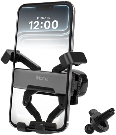 iHome Metallic Gravity Air Vent Phone Mount, Wide Compatibility, Effortless Setup, Secure Grip image 5