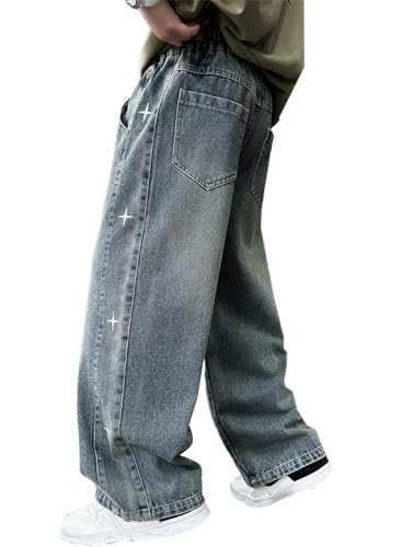 SANGTREE Boy's Jeans Elastic Waist Loose Denim Pants, 3-12 Years2