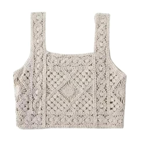 Image of NAIADES Women's Handmade Crochet Crop Top, Sleeveless Top for Women,Comfortable Fit