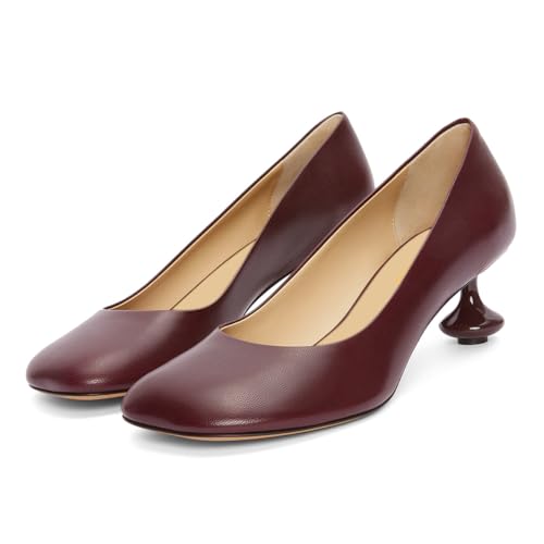 miss left Women Fashion Low Heel Closed Round Toe Pumps Slip on Comfy Work Office Daily Walking Shoes Size 4-16 US4