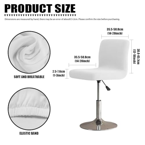 Image of Marble Bar Stool Covers with Backs Dining Room Square Swivel Barstool Chair Seat Set of 2 Non-Slip Counter Height Chair Covers
