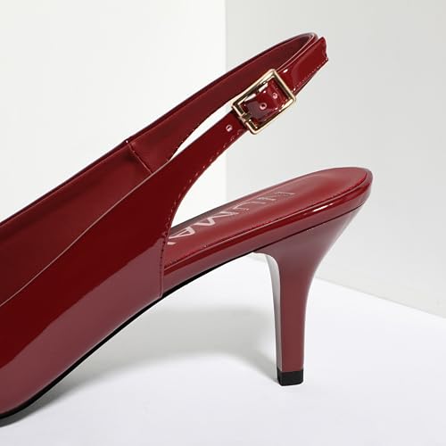 Image of NUMALEO Slingback Heels for Women Pointed Close Toe Kitten Heels Patent Pumps Dress Party Comfy Heeled Sandals Stiletto 2.5 Inch Dress Shoes