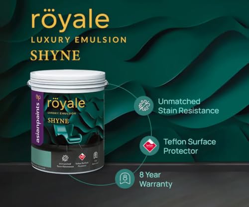 Image of Asian Paint Royale Shyne Luxury Emulsion Premium Interior Emulsion - Luxury Finish | Stain Resistant, Washable | 4 Liter (White)