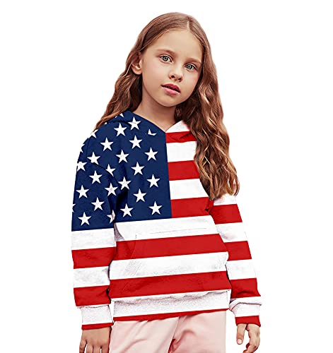 Unicomidea Flag Sweatshirt For Girls Fashion 3D Red Stripe Hoodies Boys 14-16 Years Clothes Casual Kid School Sweater Outfit Size 15 Young Boys Holiday Sweatshirt #TOP2