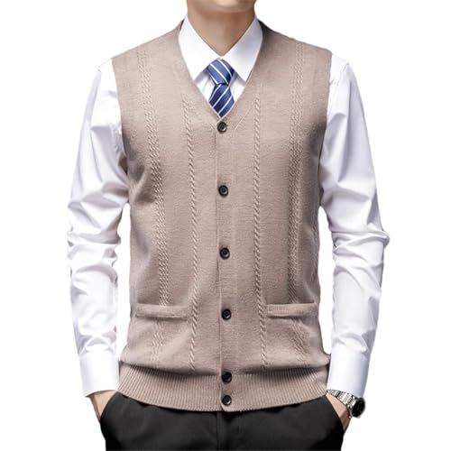 Men's Winter Sleeveless Cardigan Knit Sweater Casual Simple Middle-Aged Men's Knit Vest - Main Image