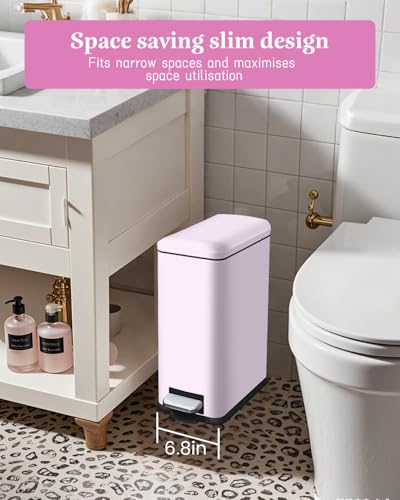 Bote de basura rectangular rosa de acero inoxidable 10L miniatura 3
