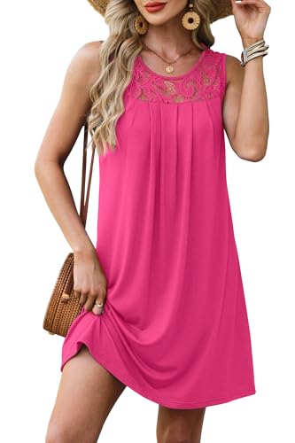 Image of BKRIVE Womens Lightweight Sleeveless Summer Dresses | Lace Yoke Neckline, Figure-Flattering for All Shapes - Ideal Beach Cover-Up & Hot-Weather Travel Essential