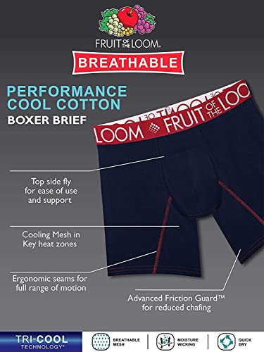 Fruit of the Loom Men's 5-Pack Boxer Briefs Breathable Performance Cooling Cotton-Blend L4