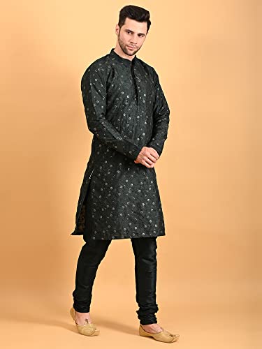 Image of Uri and MacKenzie Embroidery Silk Men's Kurta Pyjama Set