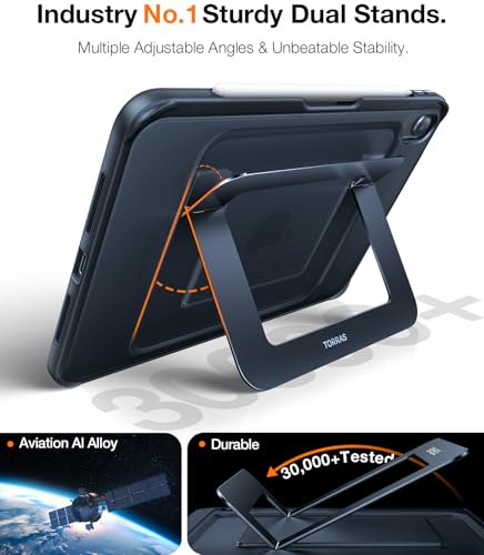 Image of TORRAS Ostand K1 Guardian for iPad Air 11 inch Case M4 /M3 /M2 (2026 /2025 /2024), Ultra Stable Stand, Multiple Adjustable Viewing Angles, Slim Protective Kickstand Cover with Pencil Holder, Black
