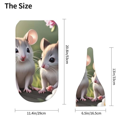 Mouse in Love Print Newborn Swaddle Blanket with Beanie Set, Soft Baby Sleep Sack Receiving Wraps, for Boy Girl4