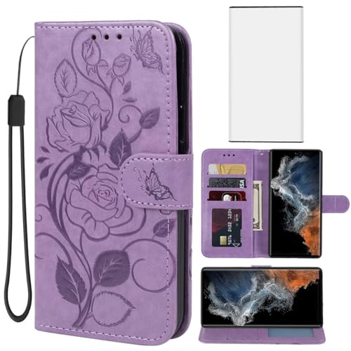 Protection Galaxy S23 Ultra coque portefeuille intégrale en verre trempé