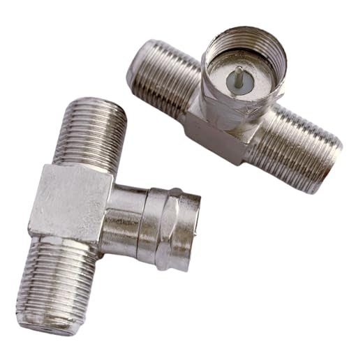 EZYUMM 2-Pack Coaxial Cable Splitter, 3-Way F Type RG6 Male to 2 Female Cable Splitter Connector for