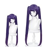 Amback Long Purple Cosplay Wig for Women Costume Wigs, Gradient Halloween Party Wig (Purple Ponytail)