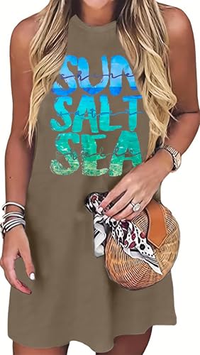 Image of Sun Salt Sea Summer Tank Dress for Women 2026 Beach Dresses Vacation Graphic Dress Hawaiian Tank Dresses