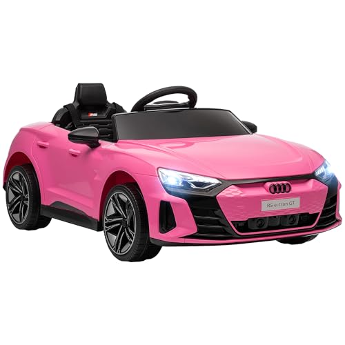 Aosom Kids Ride on Car, 12V Licensed Audi RS E-tron GT 3.1 MPH Electric Car for Kids, Ride-on Toy for Boys and Girls with Remote Control, 4 Wheels with Suspension, Horn, Music, Lights, Pink