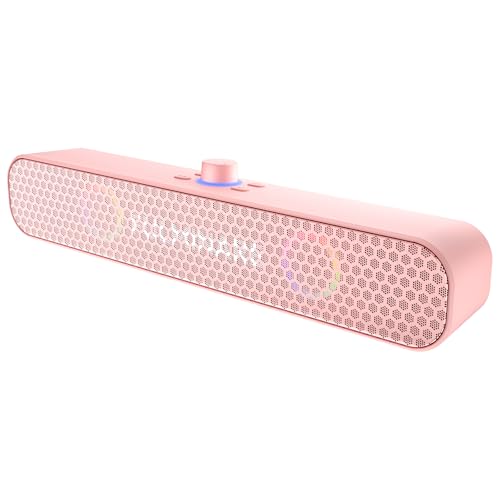 FULMINARE Bluetooth Speaker with 26W HD Sound Portable Speaker Up to 30H Playtime AUX&TF-Card&USB Input LED Lights Speakers Bluetooth 5.3 Wireless for Home/Party/Outdoor Birthday Gift (Pink)