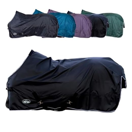 Marengos - Regendecke 420D Economic – leichte Pferdedecke für Regen – atmungsaktiv & wasserdicht – Weidedecke mit Kreuzgurten – Outdoordecke für Pferde – 145 cm in Schwarz