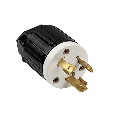 ENERLITES NEMA L5-30P Locking Plug Connector for Generator Twist Lock Male Plug 30 Amp 125 Volt 2 Pole 3 Wire Grounding Industrial Grade Heavy Duty UL Listed 66450-BK Black