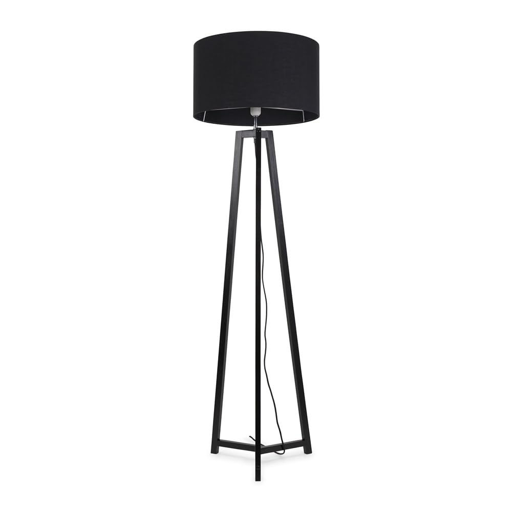 Valuelights Black | Wood Tripod Floor Lamp With Fabric Drum Lampshade Living Room Light | Floor Lamps, Home Décor & Improvement Essential