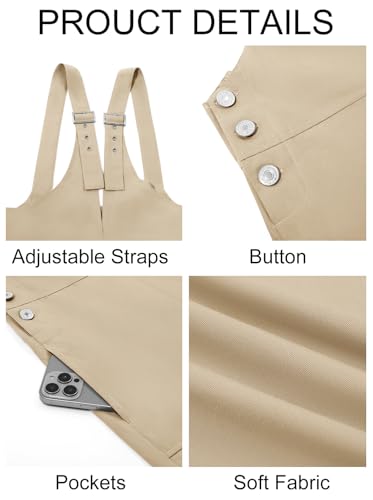 Cicy Bell Womens Casual Bib Overalls Sleeveless Adjustable Straps Barrel Leg Jumpsuits Loose Summer Long Romper with Pockets