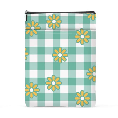 VYXVYX Book Protector, Gingham Daisy Book Cover 12 x 9 Inch