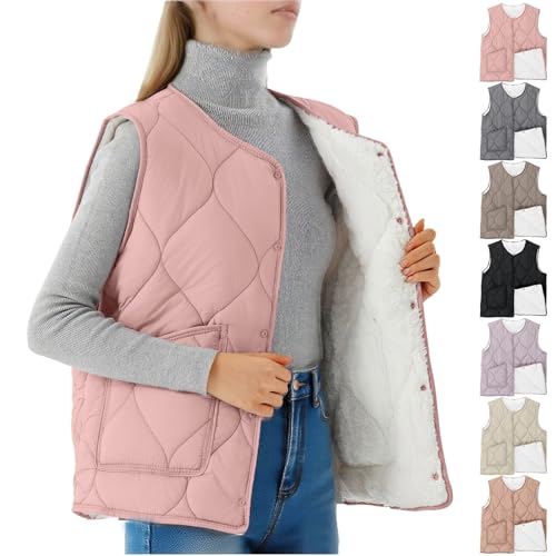 RRMuAzgs Women Quilted Jacket Fleece Lined Puffer Vest Women Lightweight...