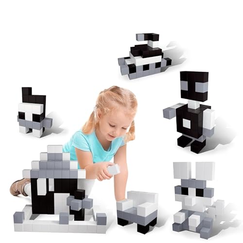 PicassoTiles 101 Pieces 1″ Magnetic Toy Building Block Cubes Building Block, 3D Cube Construction Cubes Magnet Sensory Toys Gifts Educational with Free Idea Book for Kid, Boy, Girl & Toddler PMC101