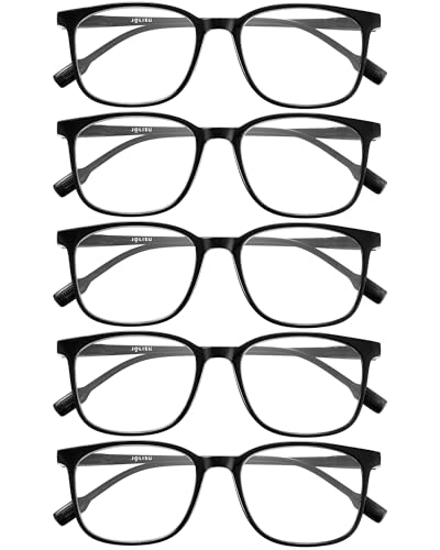 JOLISU 5-Pack Ultra-Light Slim Frames Blue Light Glasses - Classic Style, Spring Hinges, Sturdy and Durable Cheaters, Blue Light Protection Reading Glasses(3.75)