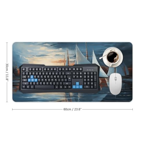 Sous-main de bureau avec paysage de voile grand tapis de souris d'ordinateur durable