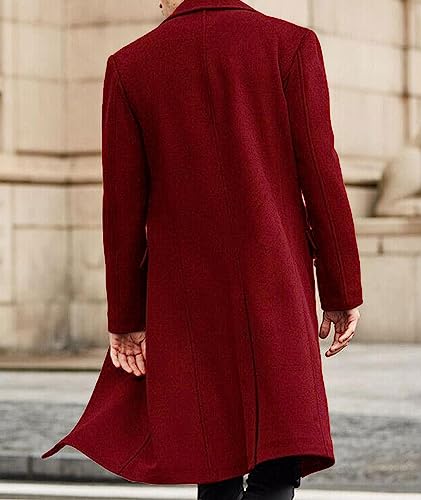 image for SOMTHRON Men's Casual Trench Coat Slim Fit Notched Collar Long Jacket 