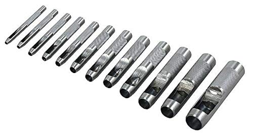 12pc Assorted Hollow Leather Hole Punch Set Leatherworking Tack Tools Cutters New,Jikkolumlukka