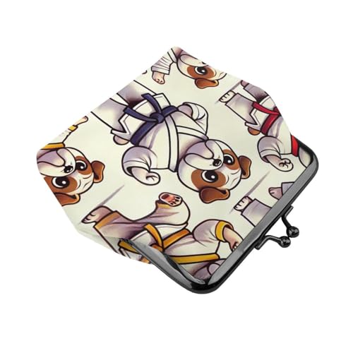 Pu Leather Buckle Coin Purse Kawaii-Judo-Bulldogs Girls Kiss-Lock Change Purse Wallets3